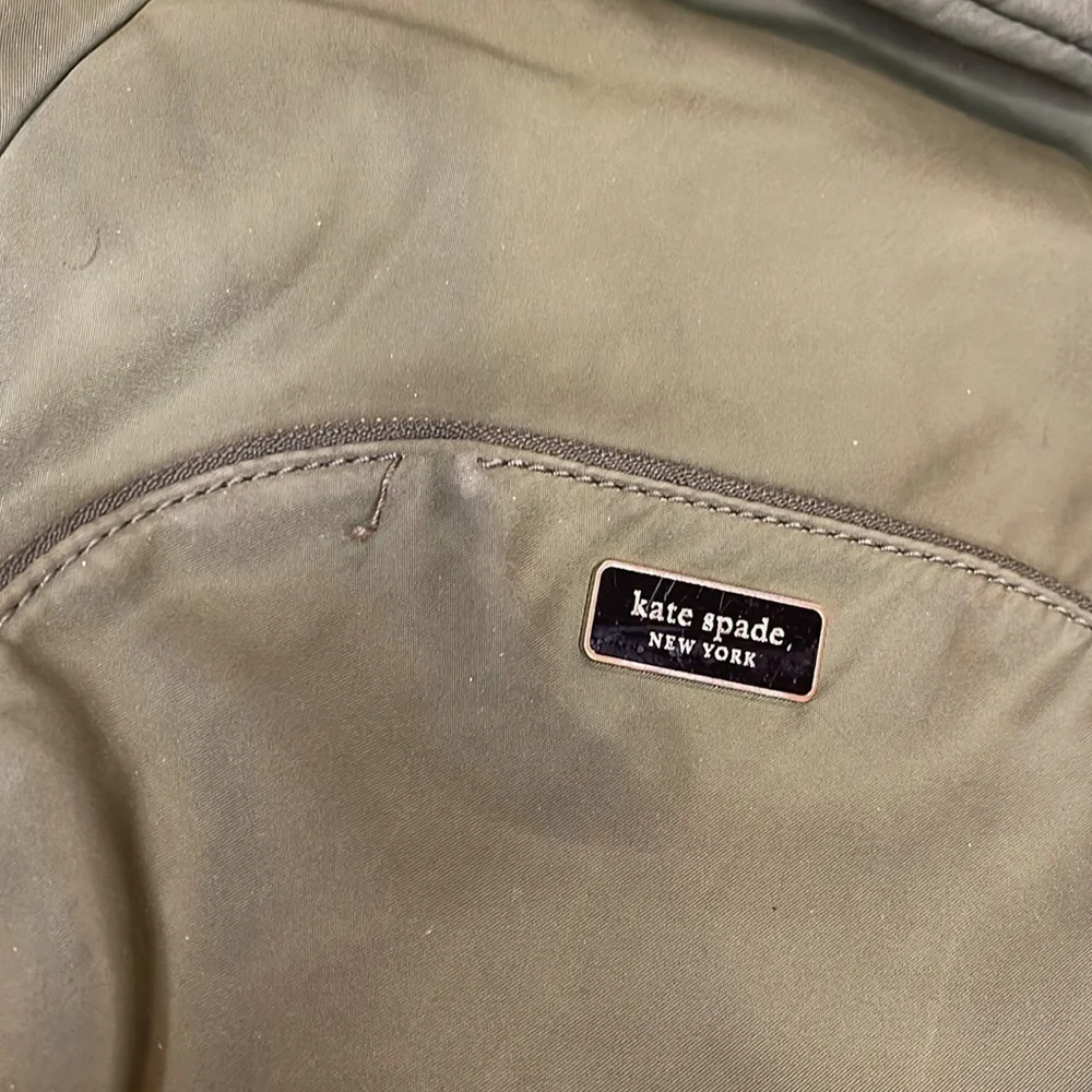 Kate Spade Small Olive Green Nylon Backpack Leather Straps